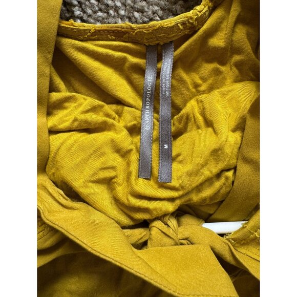 Anthropologie Playful Ruffle Knit Mini Dress Size Medium Mustard Yellow lined N1 - Picture 6 of 10